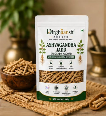 Dirghaanshi Ashwagandha Root Raw Herb 100g & Senna Leaves 200g Herbal Combo - in use