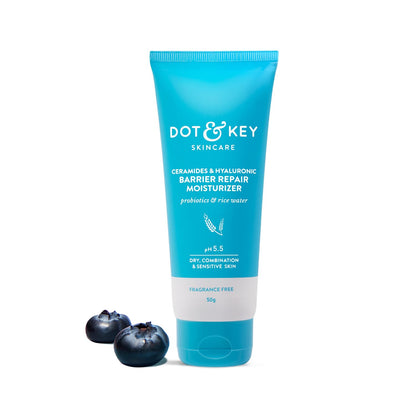 DOT & KEY Barrier Repair Moisturizer for Face, 50g, with 5 Ceramides, Hyaluronic Acid, Japanese Rice Water, Non-Comedogenic