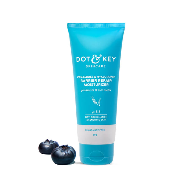 DOT & KEY Barrier Repair Moisturizer for Face, 50g, with 5 Ceramides, Hyaluronic Acid, Japanese Rice Water, Non-Comedogenic