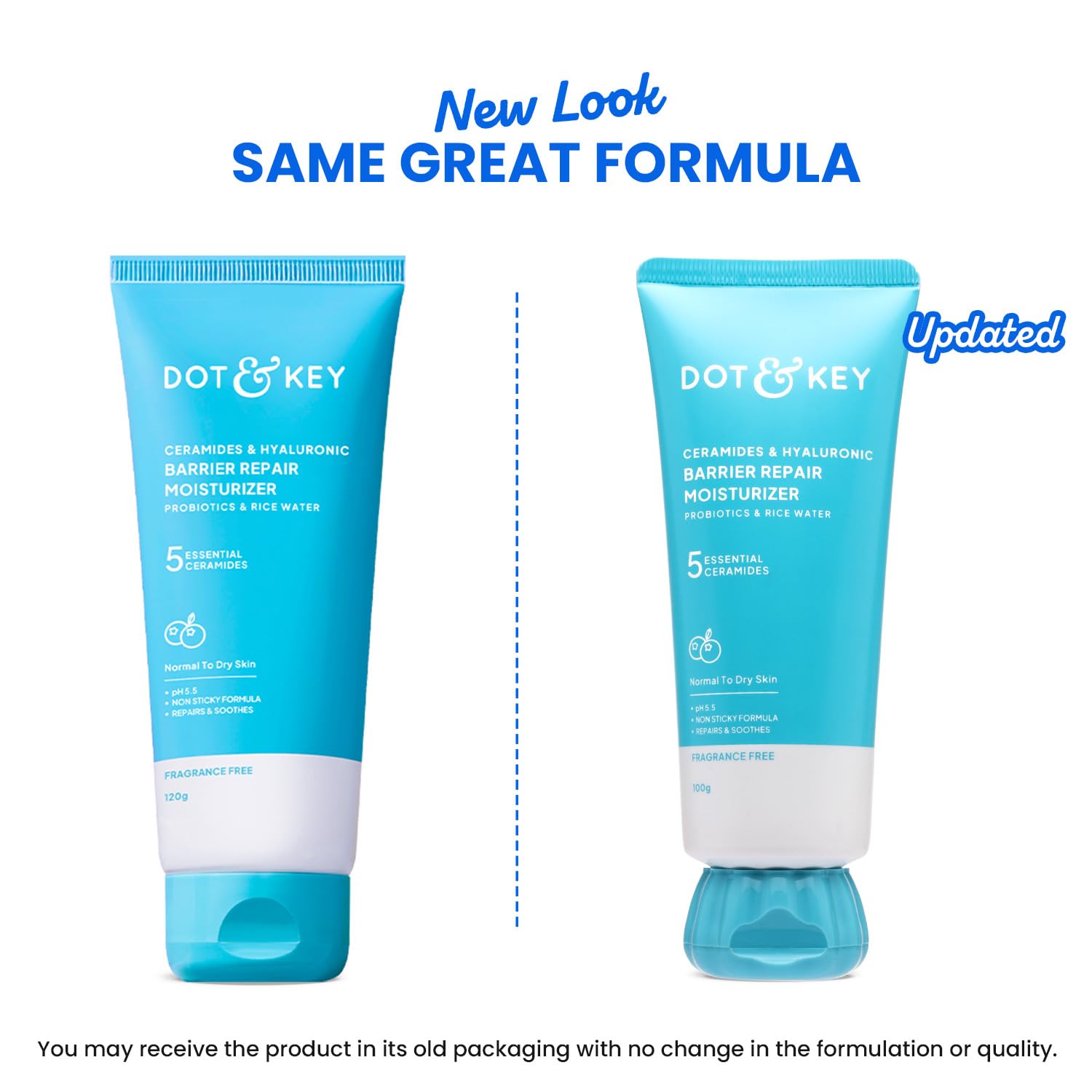 DOT & KEY Barrier Repair Moisturizer for Face, 50g, with 5 Ceramides, Hyaluronic Acid, Japanese Rice Water, Non-Comedogenic -