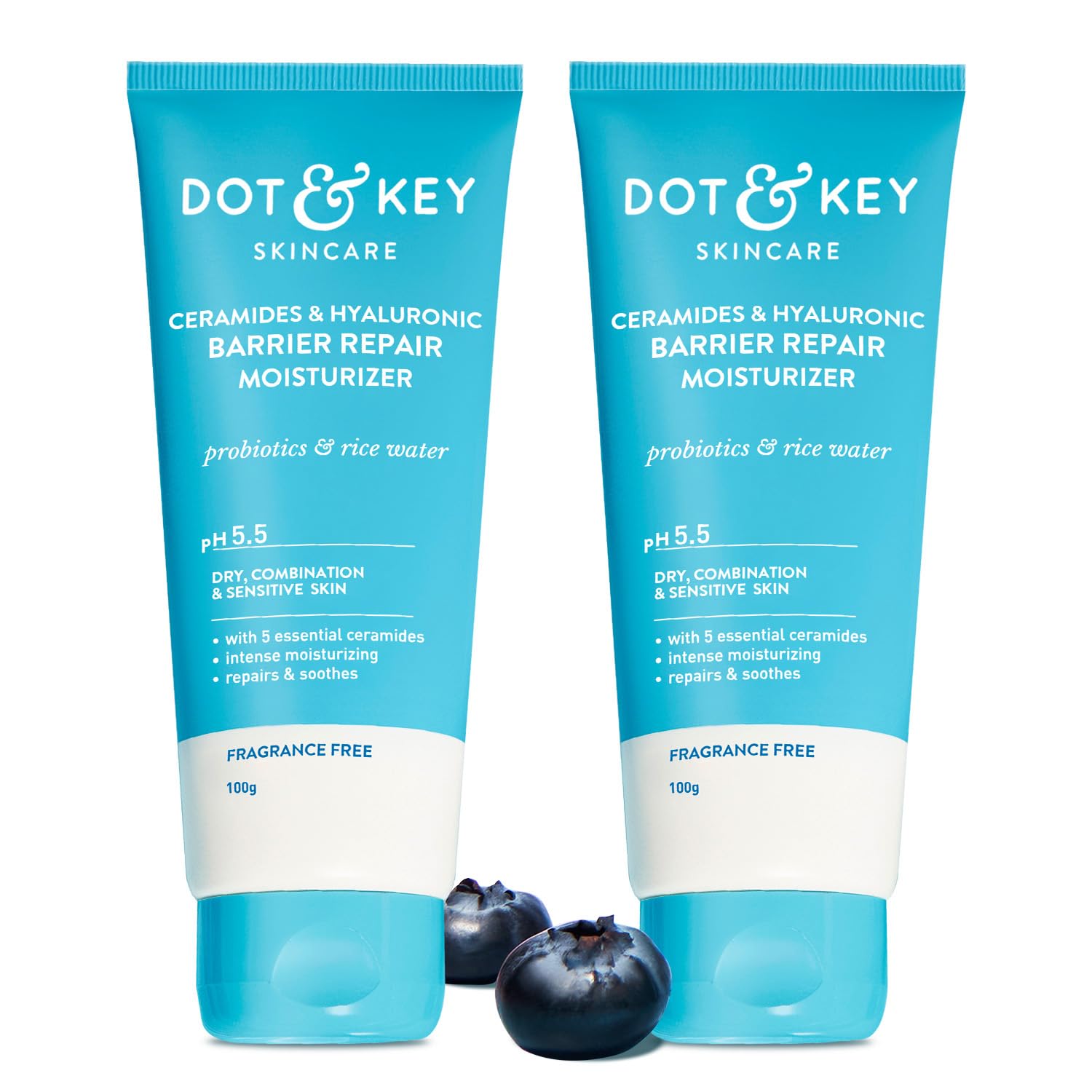DOT & KEY Barrier Repair Moisturizer for Face, 50g, with 5 Ceramides, Hyaluronic Acid, Japanese Rice Water, Non-Comedogenic (