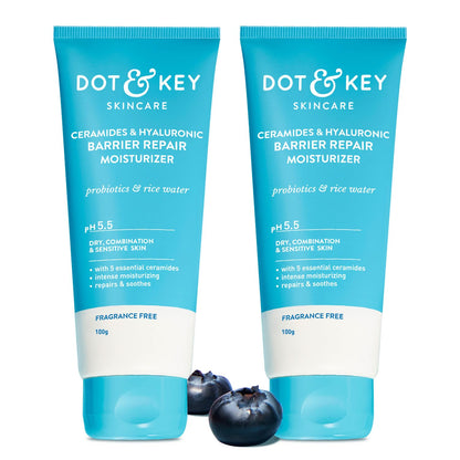 DOT & KEY Barrier Repair Moisturizer for Face, 50g, with 5 Ceramides, Hyaluronic Acid, Japanese Rice Water, Non-Comedogenic (