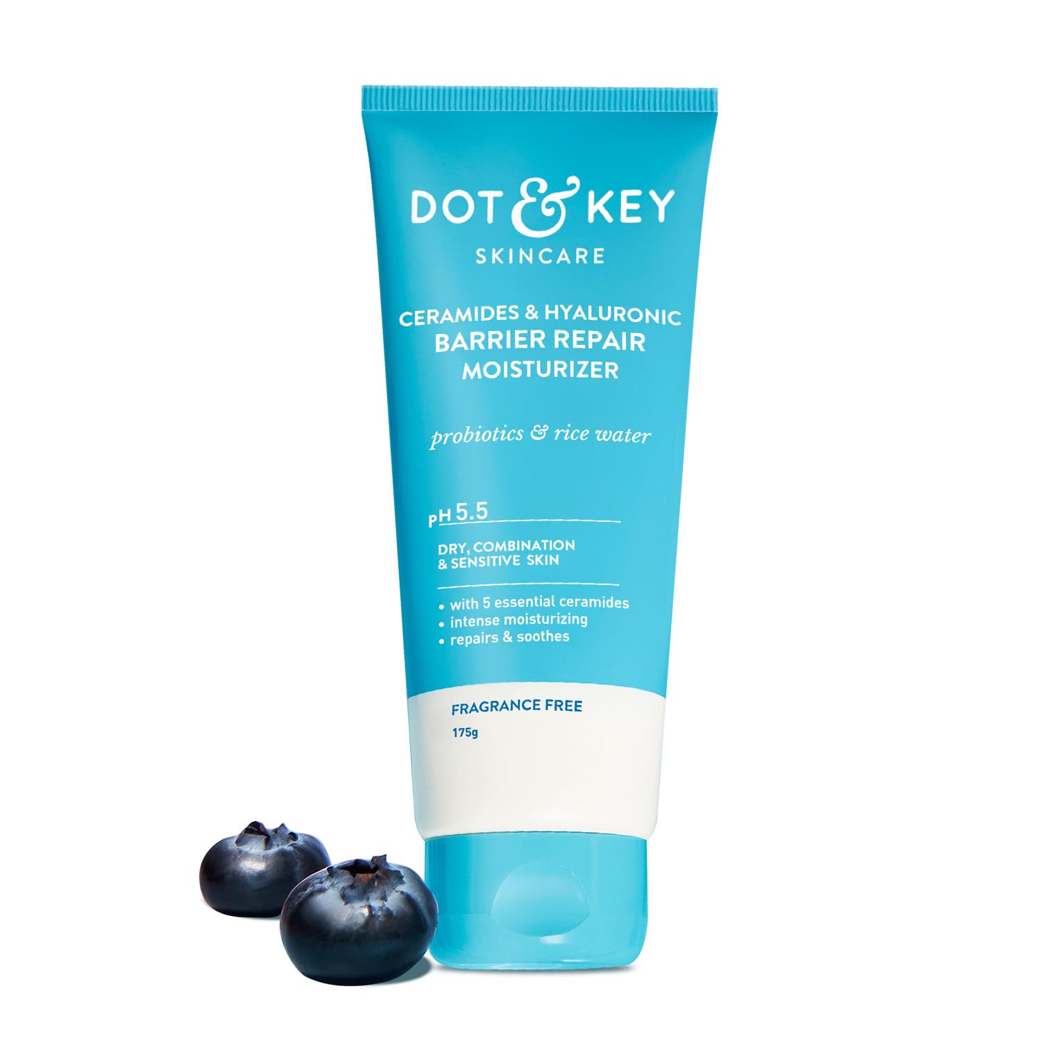 DOT & KEY Barrier Repair Moisturizer for Face, 50g, with 5 Ceramides, Hyaluronic Acid, Japanese Rice Water, Non-Comedogenic (