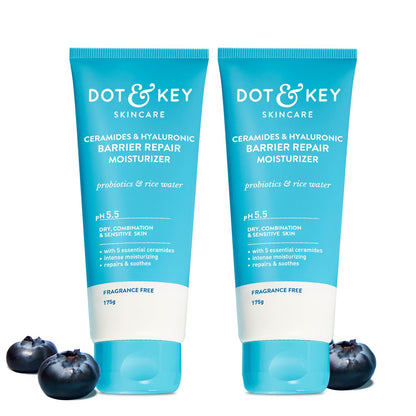 DOT & KEY Barrier Repair Moisturizer for Face, 50g, with 5 Ceramides, Hyaluronic Acid, Japanese Rice Water, Non-Comedogenic (