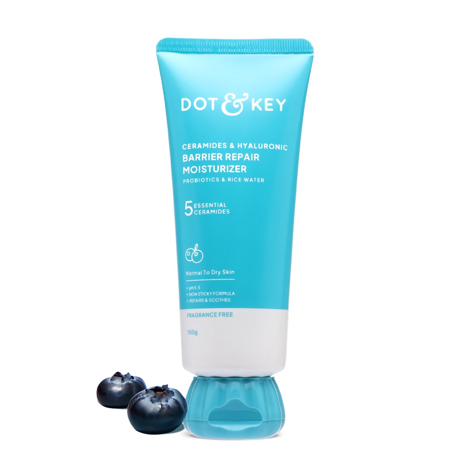 DOT & KEY Barrier Repair Moisturizer for Face, 50g, with 5 Ceramides, Hyaluronic Acid, Japanese Rice Water, Non-Comedogenic (