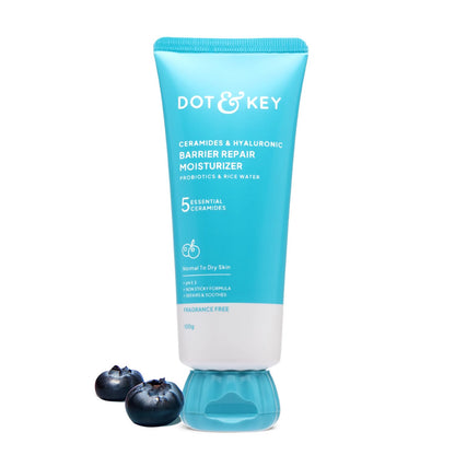DOT & KEY Barrier Repair Moisturizer for Face, 50g, with 5 Ceramides, Hyaluronic Acid, Japanese Rice Water, Non-Comedogenic (