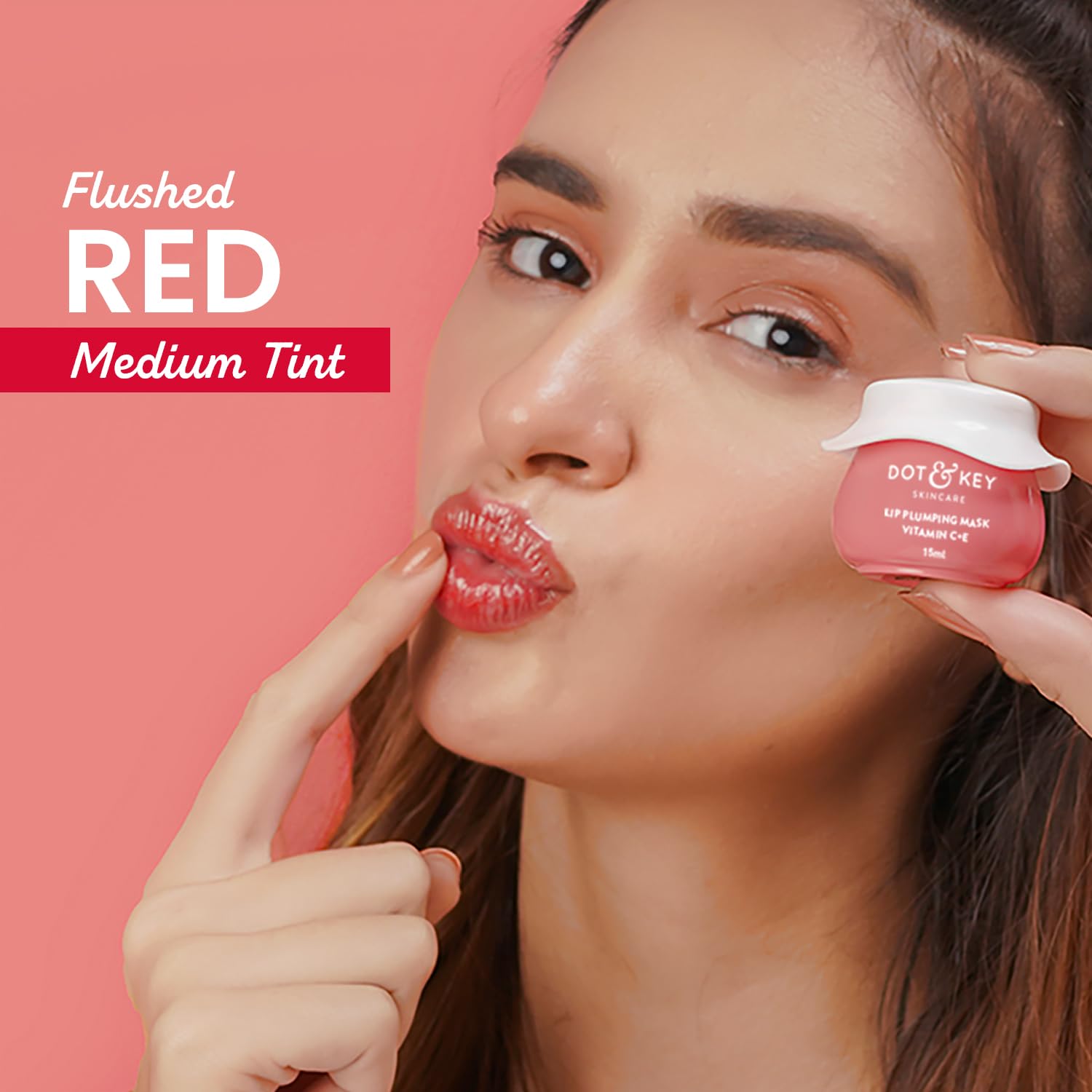 DOT & KEY Lip Mask with Shea Butter, Hyaluronic Acid, Vitamin C & E, 15ml, Tinted Lip Balm - close-up detail