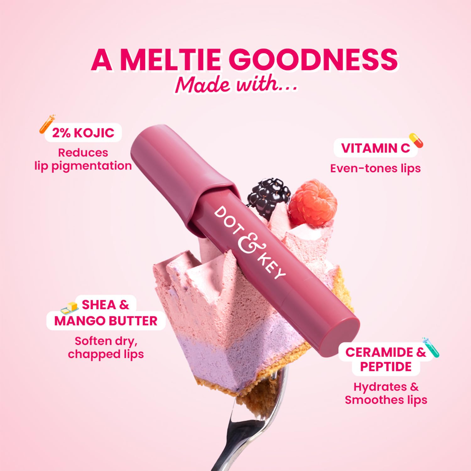 DOT & KEY Meltie Lip Balm SPF 50+ with Kojic & Vitamin C, 4g - packaging