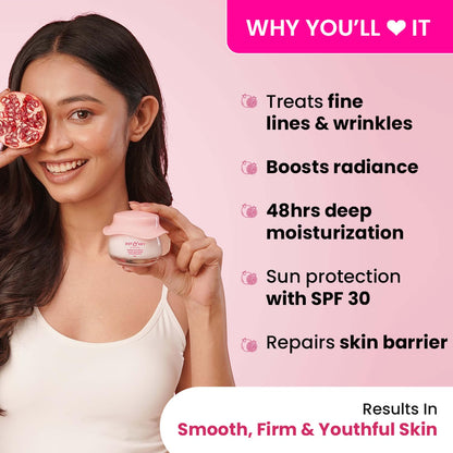 DOT & KEY Pomegranate + Multi-Peptide Face Moisturizer with SPF 30, 60 ml, for Normal to Dry Skin - front view