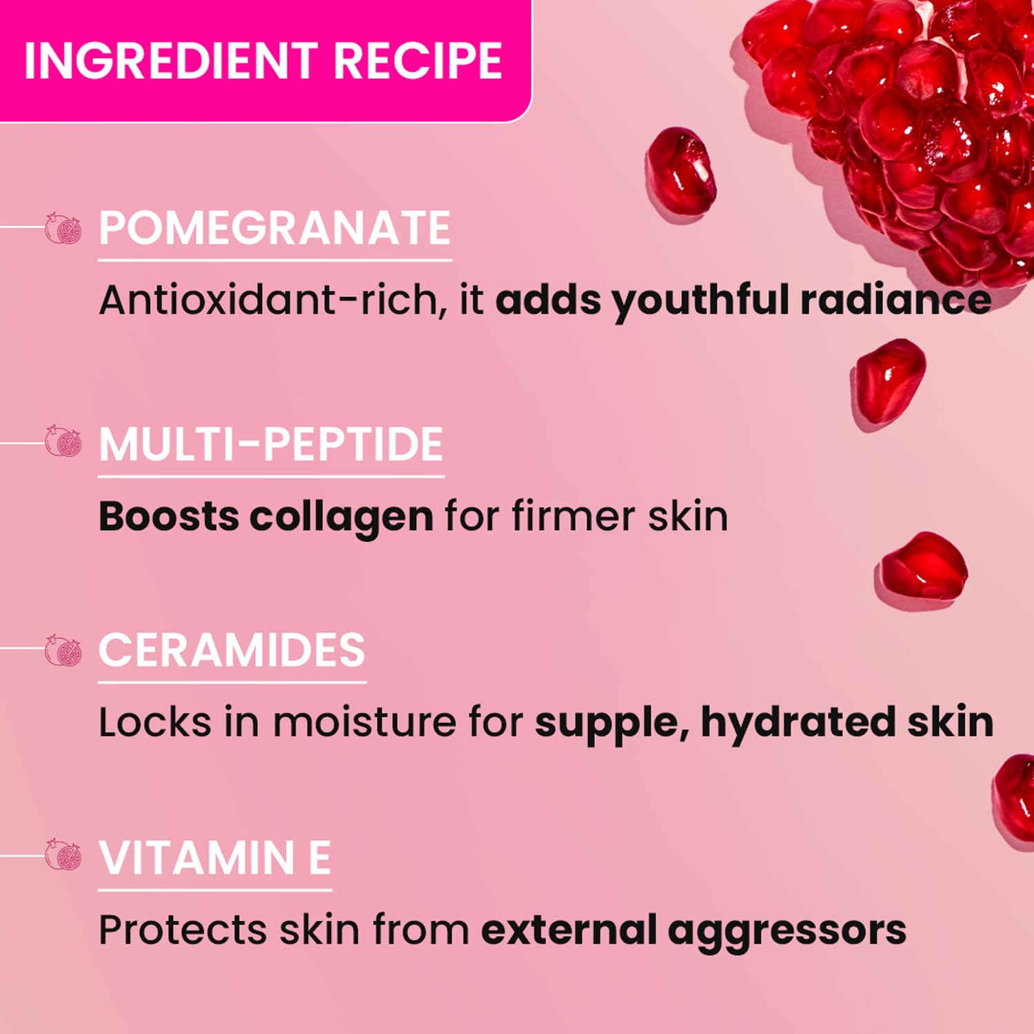 DOT & KEY Pomegranate + Multi-Peptide Face Moisturizer with SPF 30, 60 ml, for Normal to Dry Skin - label detail