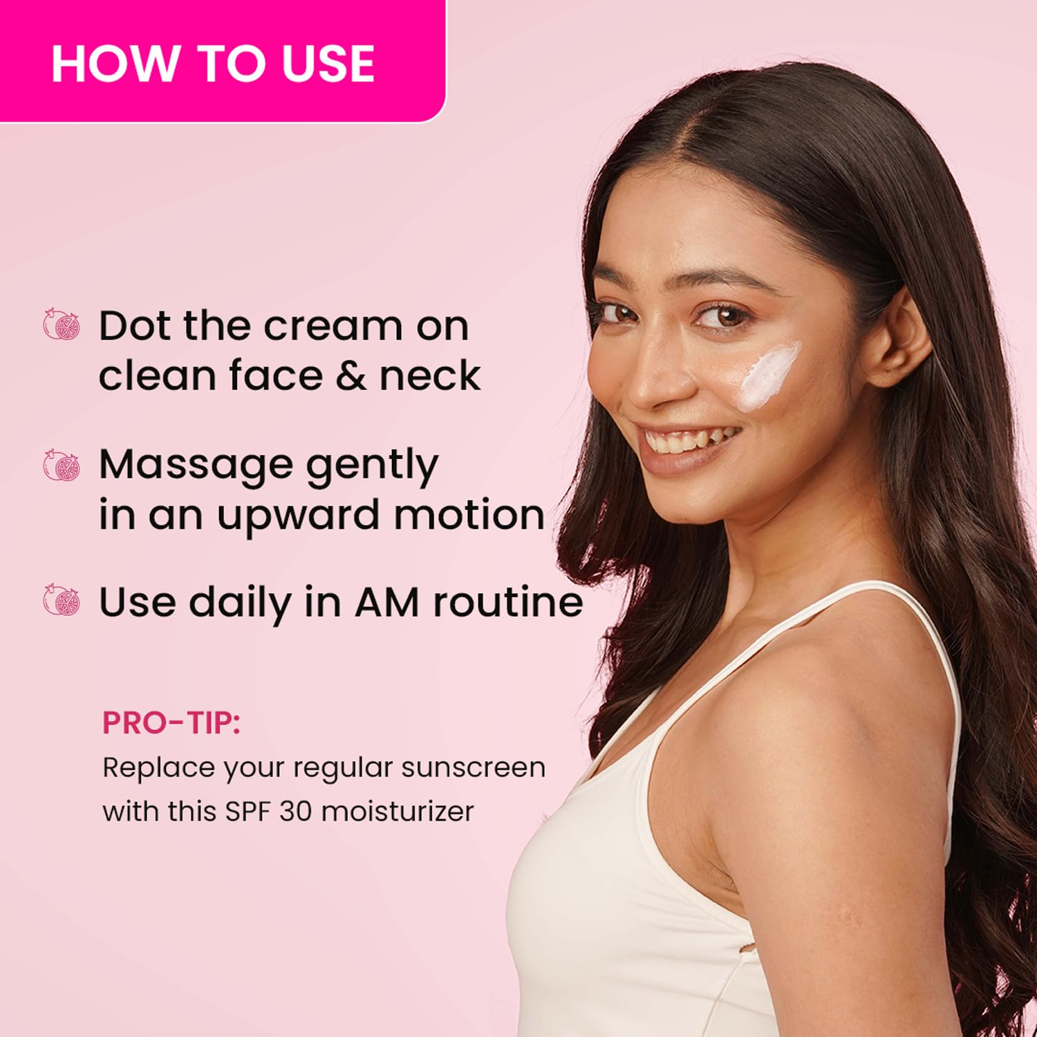 DOT & KEY Pomegranate + Multi-Peptide Face Moisturizer with SPF 30, 60 ml, for Normal to Dry Skin - ingredients panel