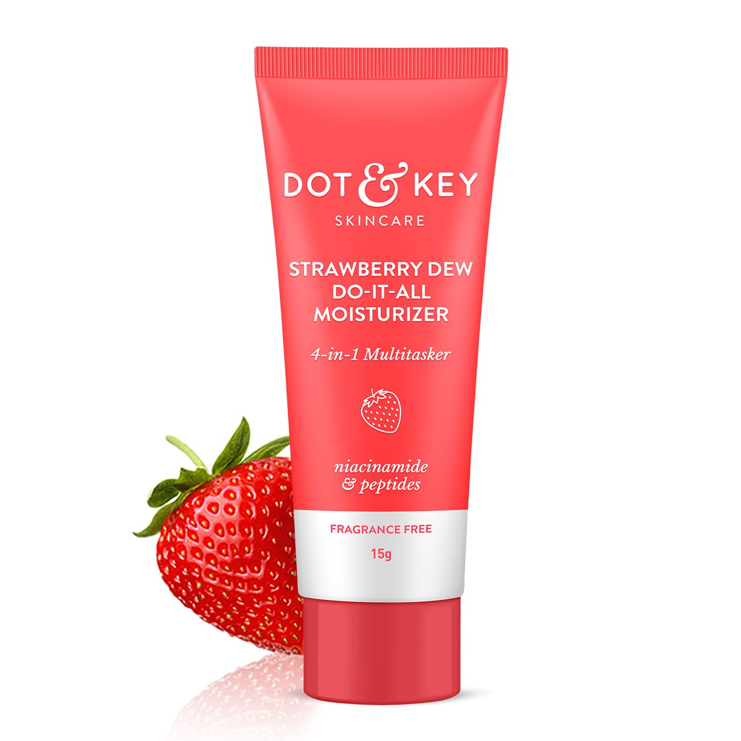 DOT & KEY Strawberry Dew Do-it-all Moisturizer, 15g, Face Moisturizer with Strawberry, Niacinamide & Peptides