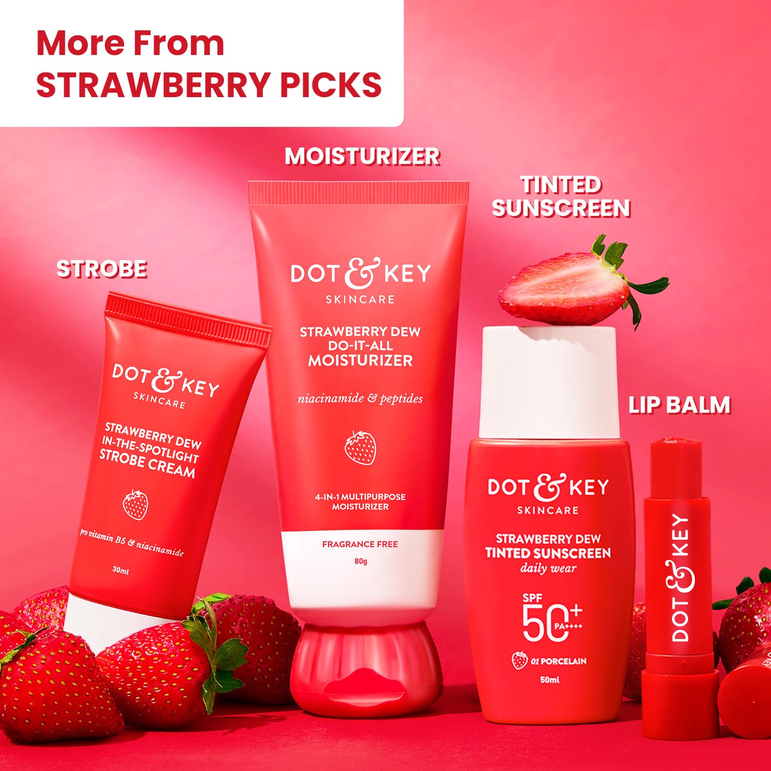 Dot & Key Strawberry Dew SPF 50 Sunscreen Stick Air Light, 20g, Broad Spectrum UVA/UVB, Non-Comedogenic, Fragrance-free - in