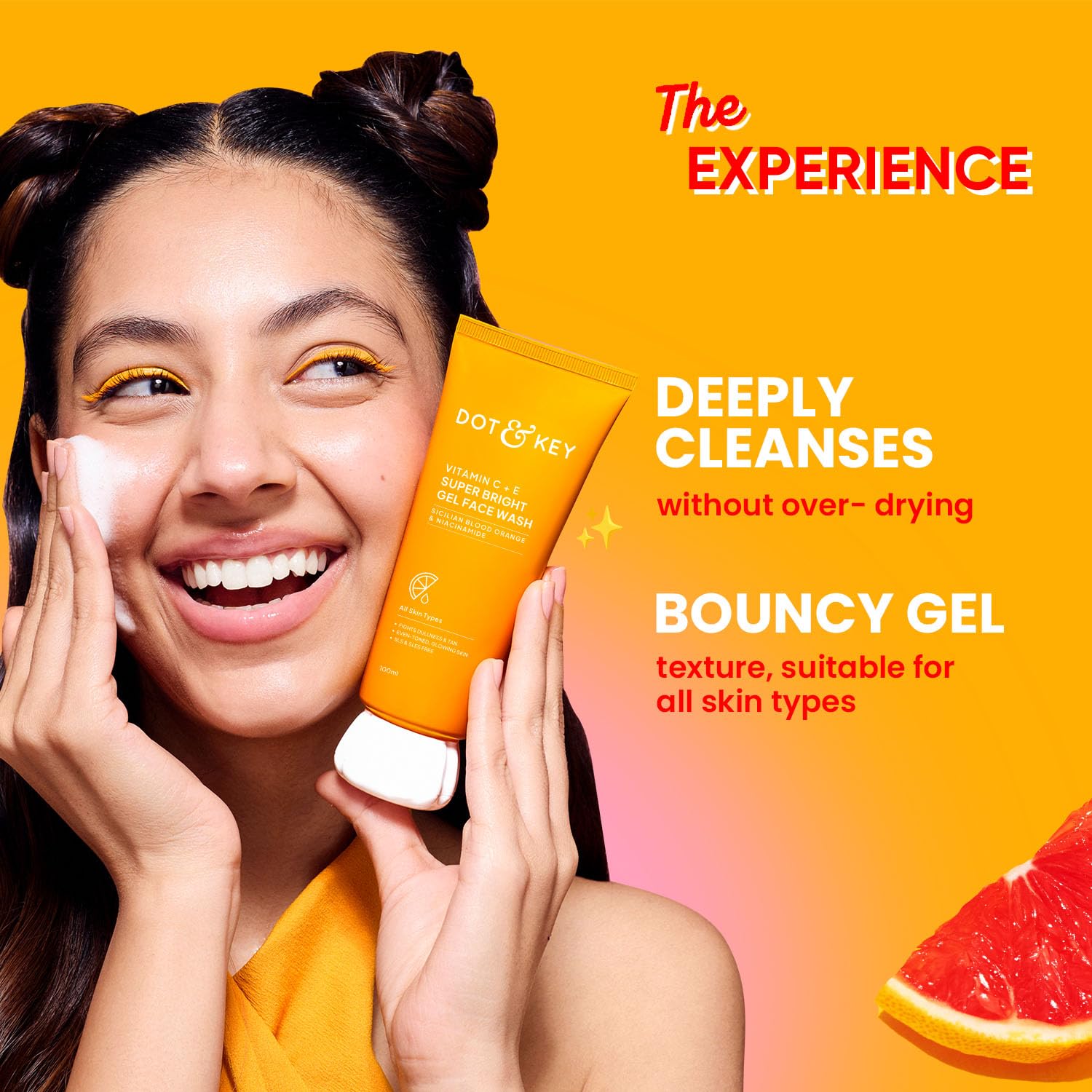 DOT & KEY Vitamin C + E Super Bright Gel Face Wash, Sulfate-Free Cleanser for All Skin Types - front view
