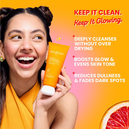 DOT & KEY Vitamin C + E Super Bright Gel Face Wash, Sulfate-Free Cleanser for All Skin Types - packaging