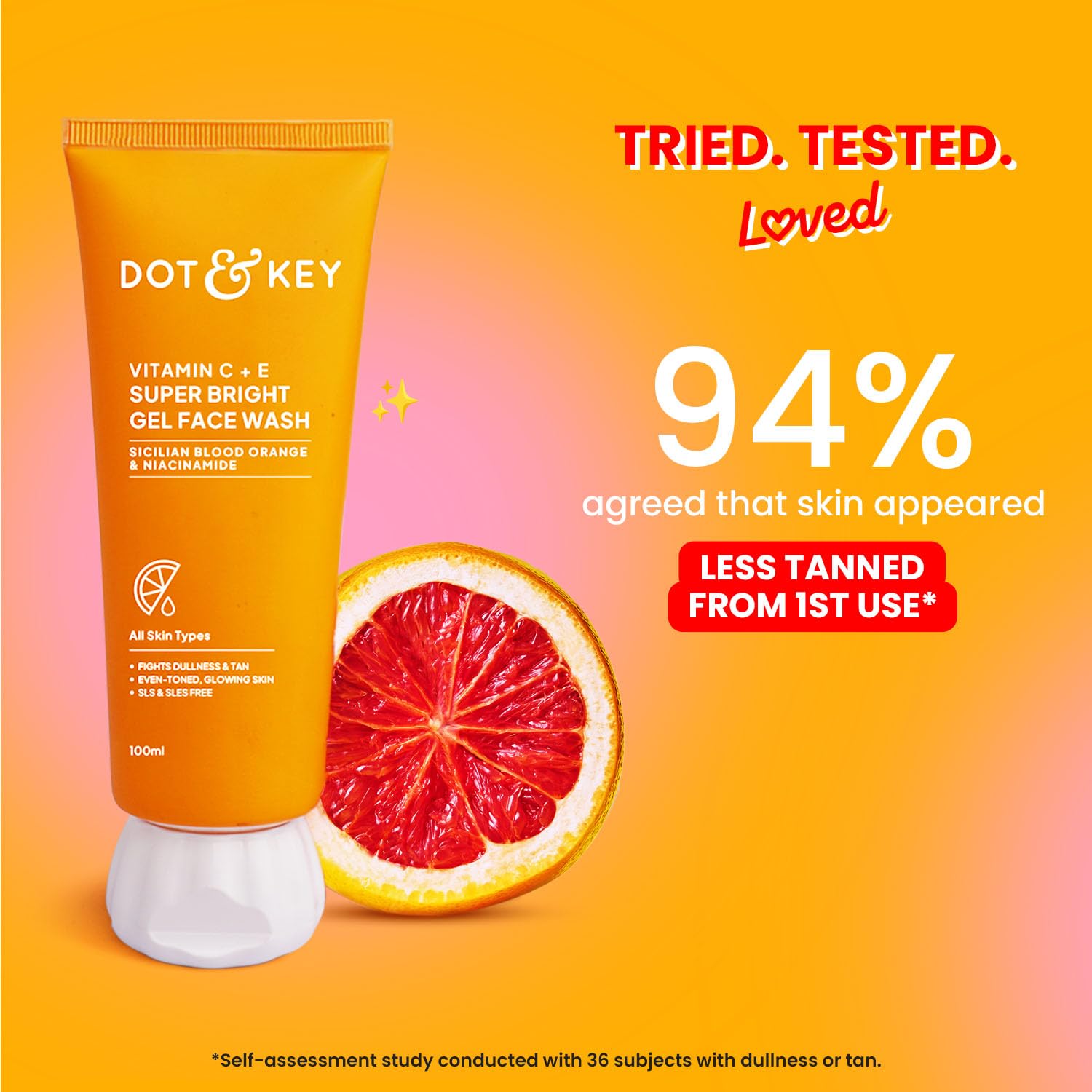DOT & KEY Vitamin C + E Super Bright Gel Face Wash, Sulfate-Free Cleanser for All Skin Types - label detail