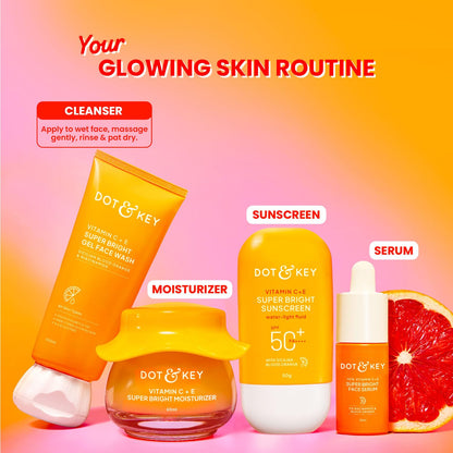 DOT & KEY Vitamin C + E Super Bright Gel Face Wash, Sulfate-Free Cleanser for All Skin Types - ingredients panel
