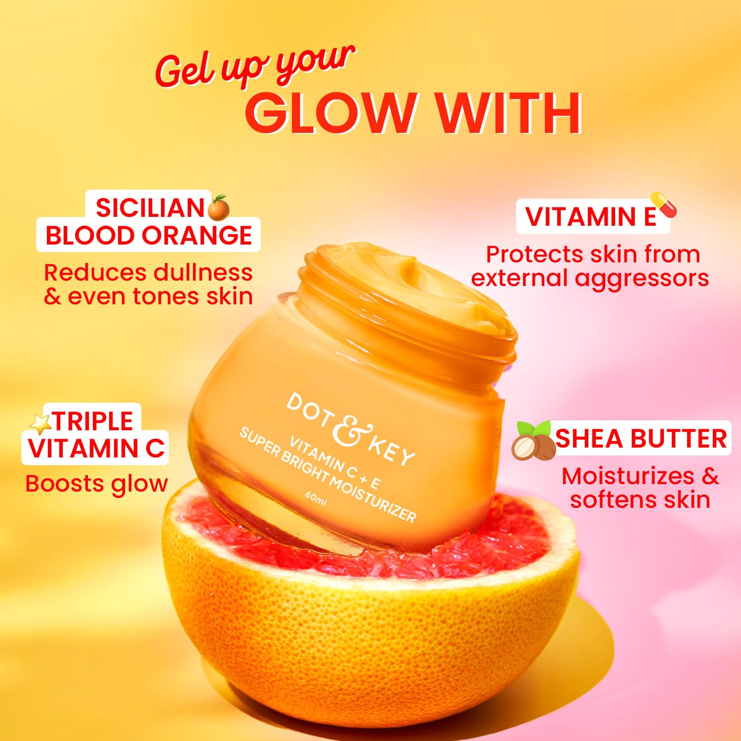 DOT & KEY Vitamin C + E Super Bright Gel Moisturizer, Lightweight Face Moisturizer for All Skin Types - back view
