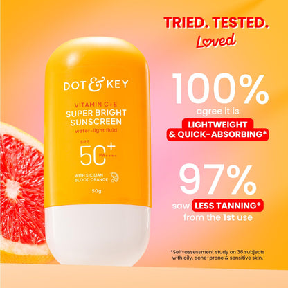 DOT & KEY Vitamin C+E Super Bright Sunscreen SPF 50+ PA++++ Water-Light Fluid - in use (19)