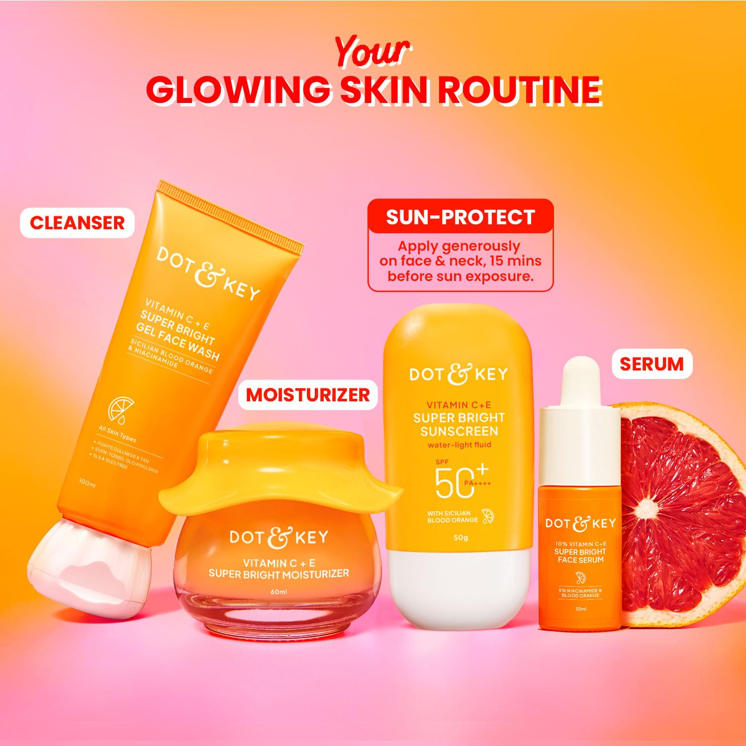DOT & KEY Vitamin C+E Super Bright Sunscreen SPF 50+ PA++++ Water-Light Fluid - close-up detail