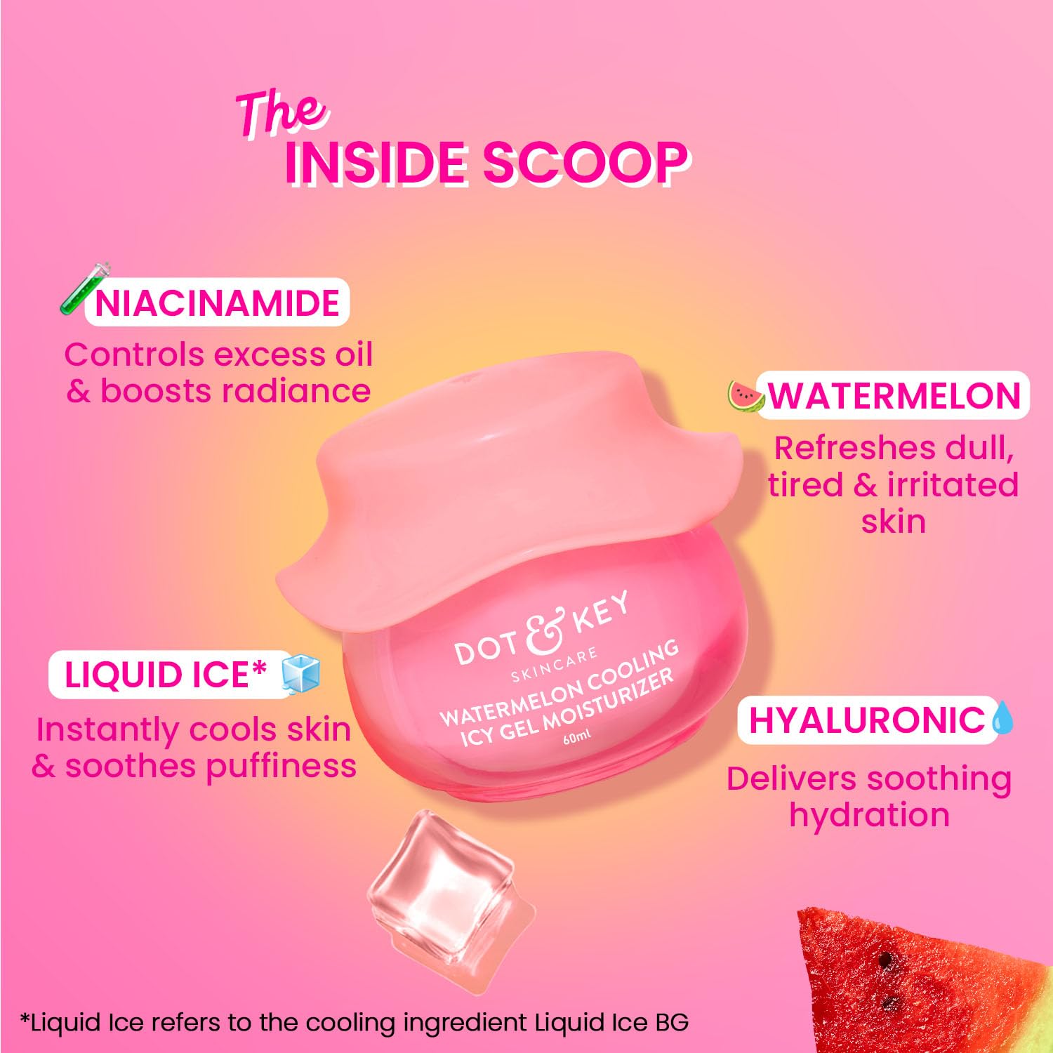 DOT & KEY Watermelon Cooling Gel Facewash and Icy Gel Moisturizer Combo, 100ml + 60ml, for Normal, Combination and Oily Skin 