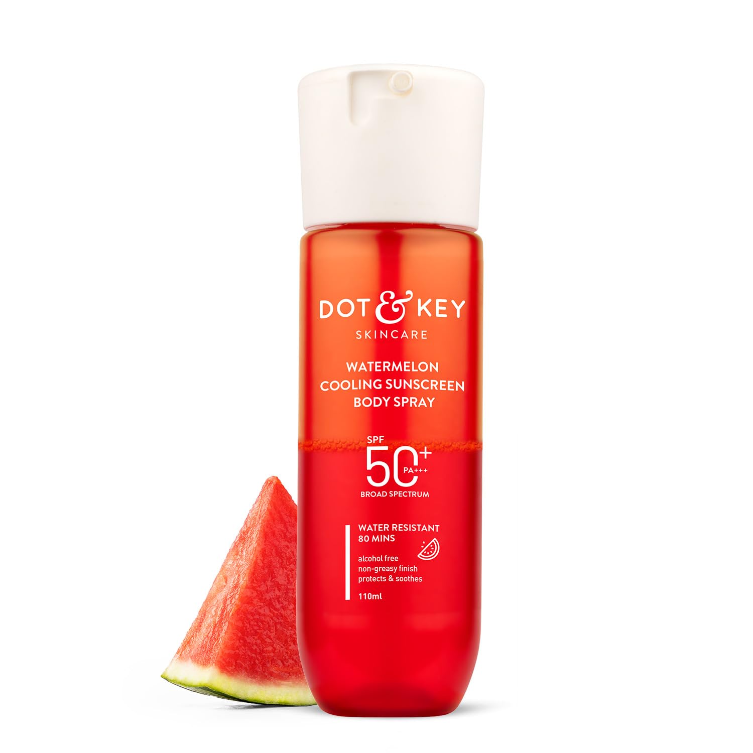 DOT & KEY Watermelon Cooling Sunscreen Body Spray, SPF 50 PA+++, 110ml, Broad Spectrum UVA/UVB, Alcohol-Free, Non-Greasy