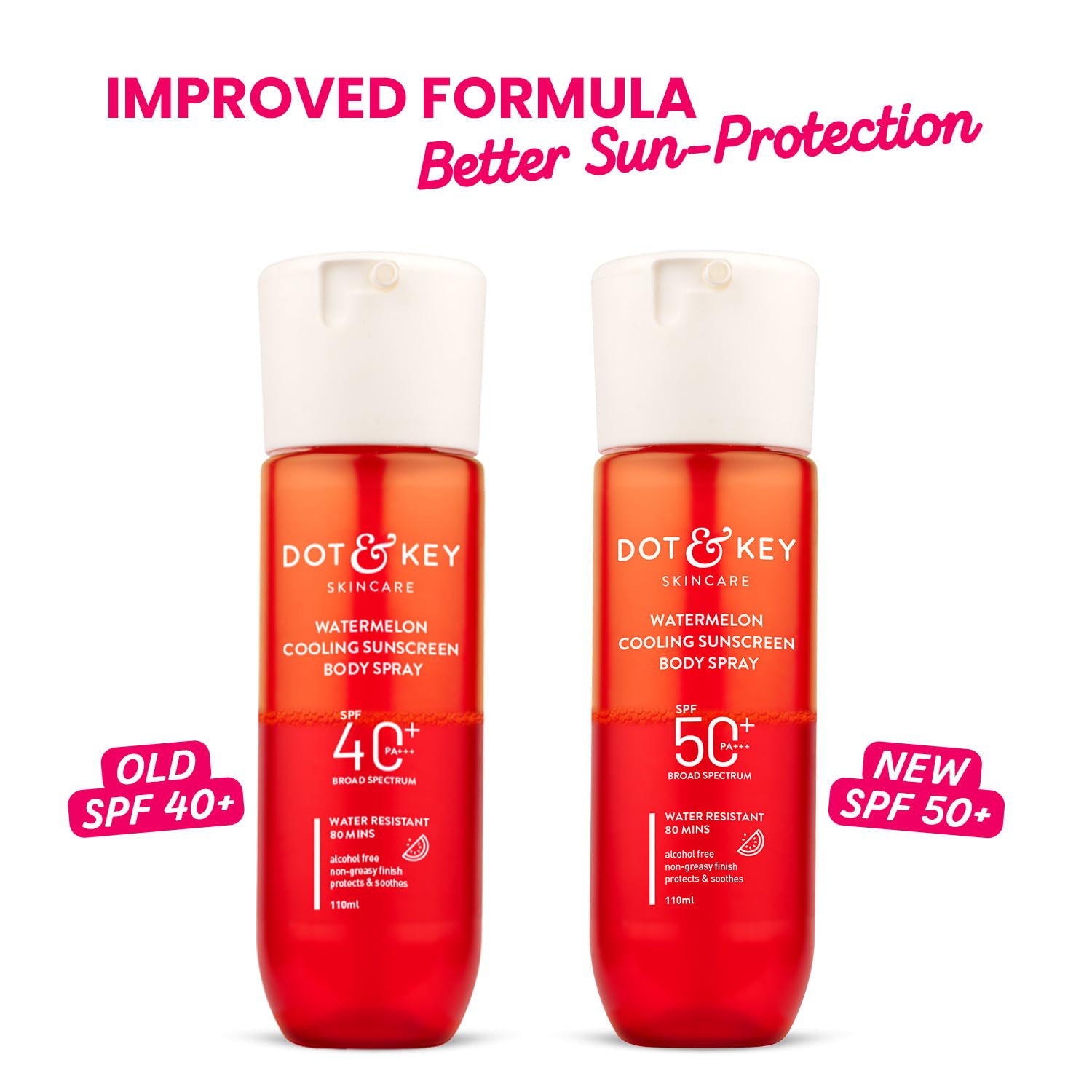 DOT & KEY Watermelon Cooling Sunscreen Body Spray, SPF 50 PA+++, 110ml, Broad Spectrum UVA/UVB, Alcohol-Free, Non-Greasy - si