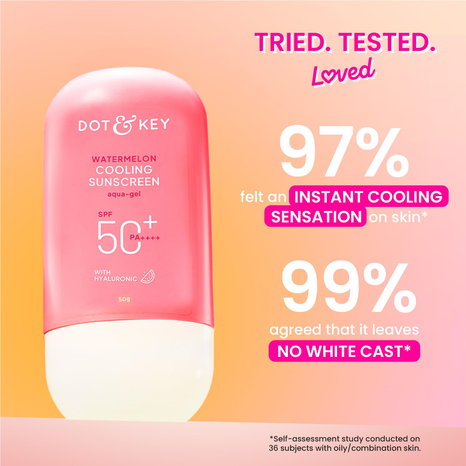 Dot & Key Watermelon Cooling Sunscreen SPF 50 PA++++, Broad Spectrum UV Protection, Gel Cream - back view