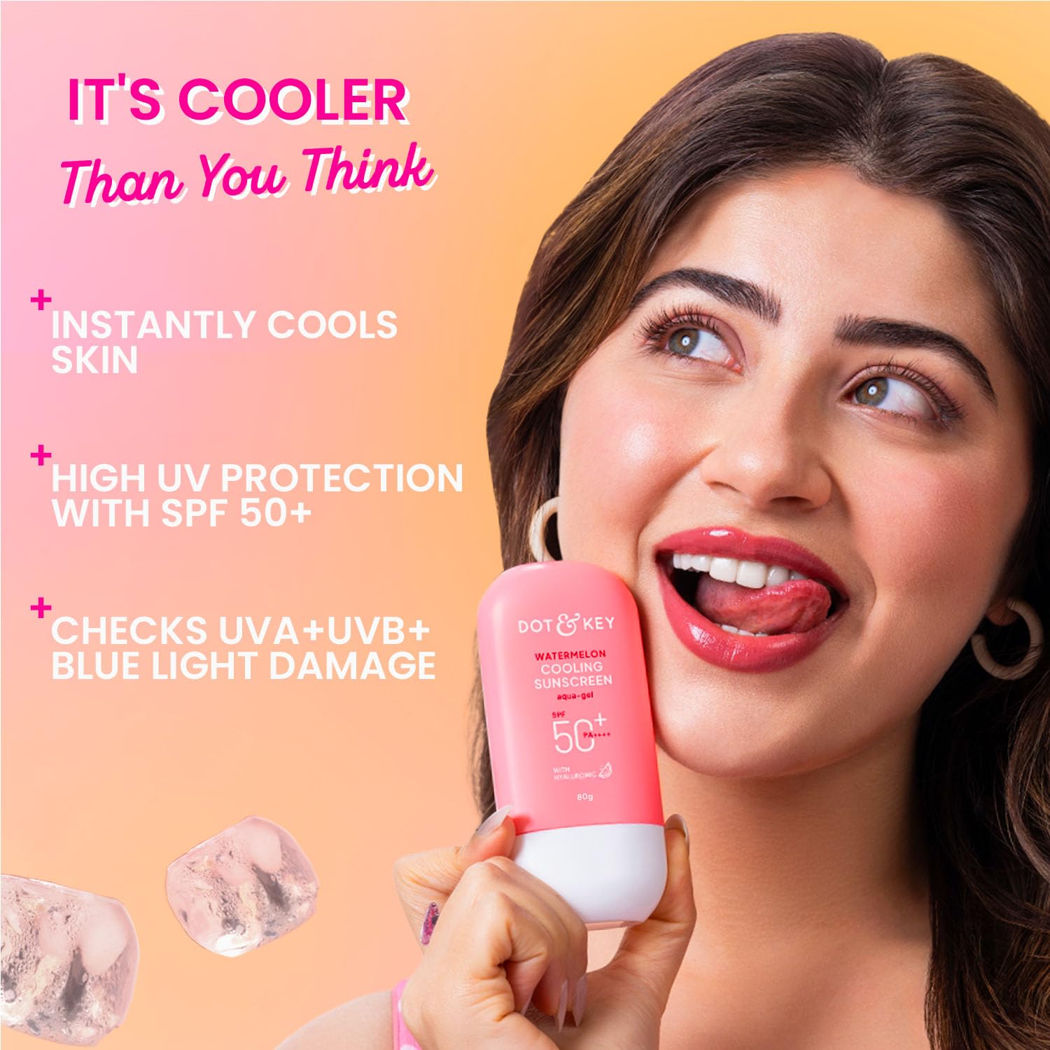 Dot & Key Watermelon Cooling Sunscreen SPF 50 PA++++, Broad Spectrum UV Protection, Gel Cream - ingredients panel