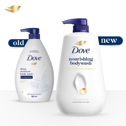 Dove Nourishing Bodywash, 825ml, Paraben-Free Sulphate-Free Body Wash Gel with Triple Hydration Serum - close-up detail