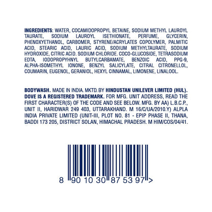 Dove Nourishing Bodywash, 825ml, Paraben-Free Sulphate-Free Body Wash Gel with Triple Hydration Serum - size and scale