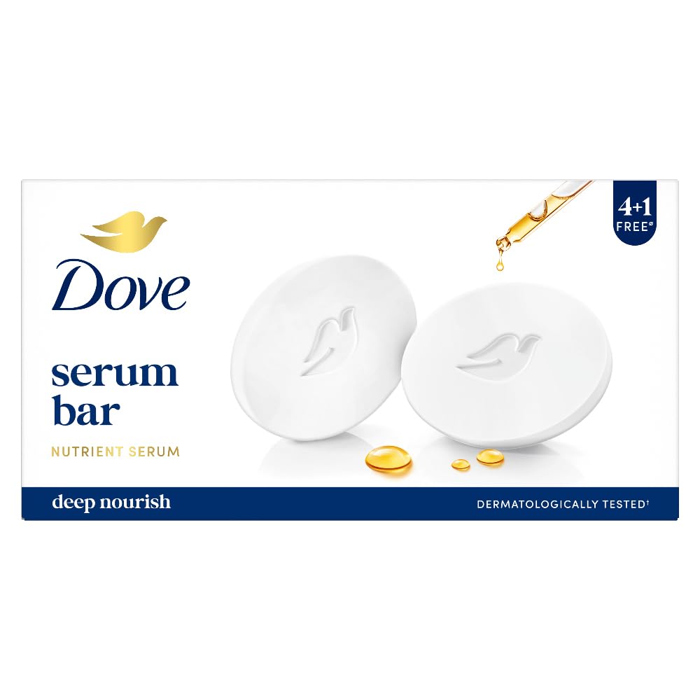Dove Serum Bar Deep Nourish Solid Soap with Nutrient Serum, 125g x 5 Bars, pH Balanced, Paraben-Free, Sulfate-Free