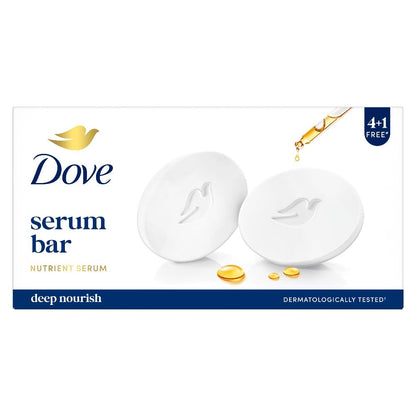 Dove Serum Bar Deep Nourish Solid Soap with Nutrient Serum, 125g x 5 Bars, pH Balanced, Paraben-Free, Sulfate-Free