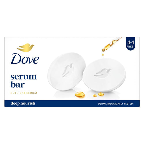 Dove Serum Bar Deep Nourish Solid Soap with Nutrient Serum, 125g x 5 Bars, pH Balanced, Paraben-Free, Sulfate-Free