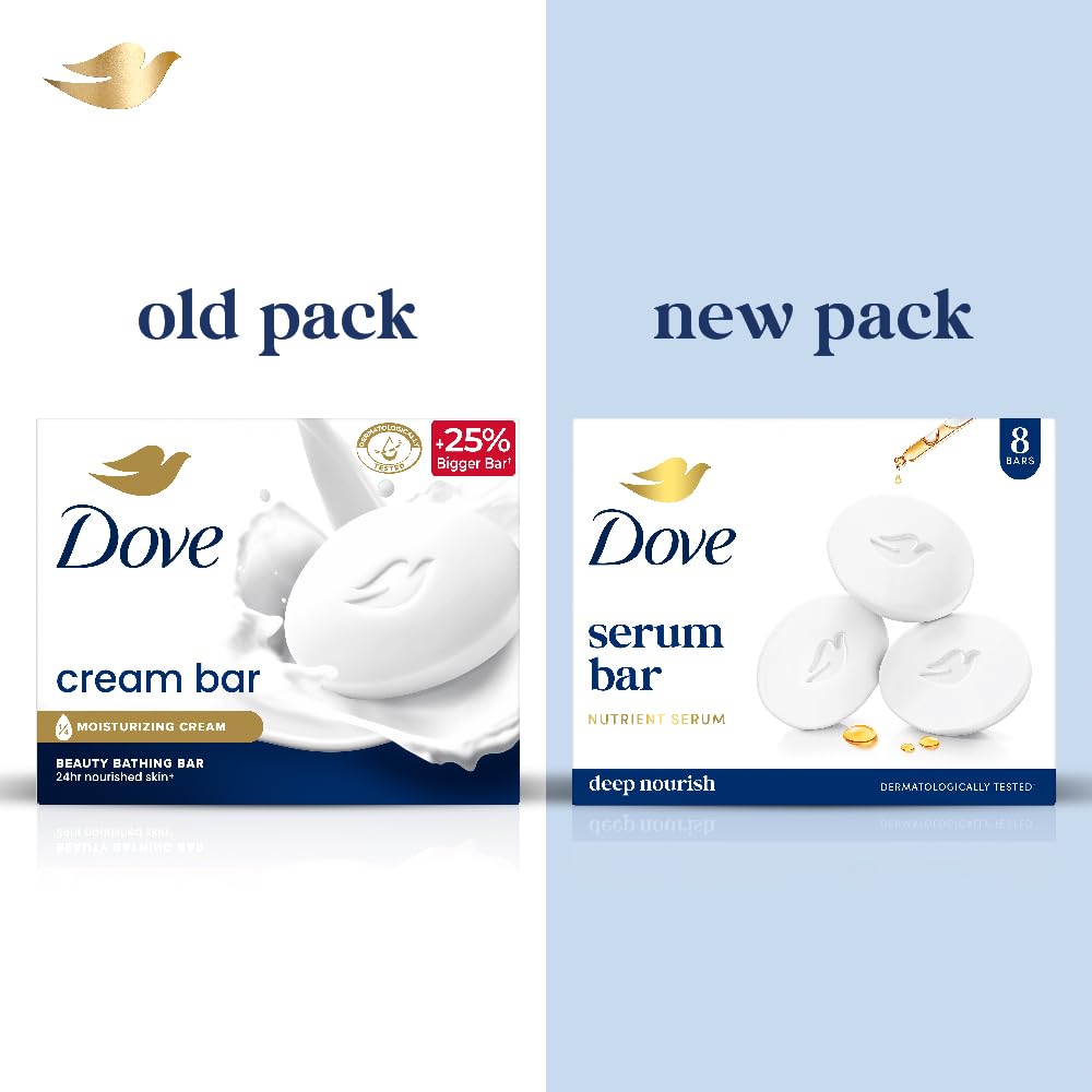 Dove Serum Bar Solid Soap Bars with Nutrient Serum Deep Nourish 1000g 8 x 125g - close-up detail