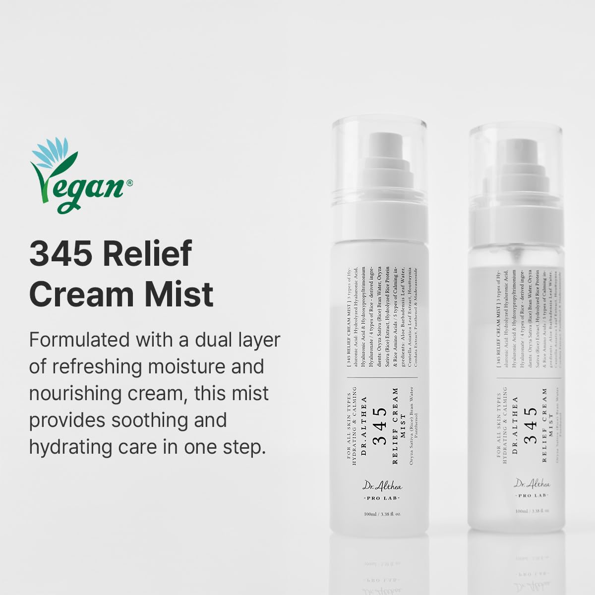 Dr.Althea 345 Relief Cream Mist | Hydrating Facial Mist with Rice Extract | Soothing Care for Sensitive Skin | Vegan Korean S