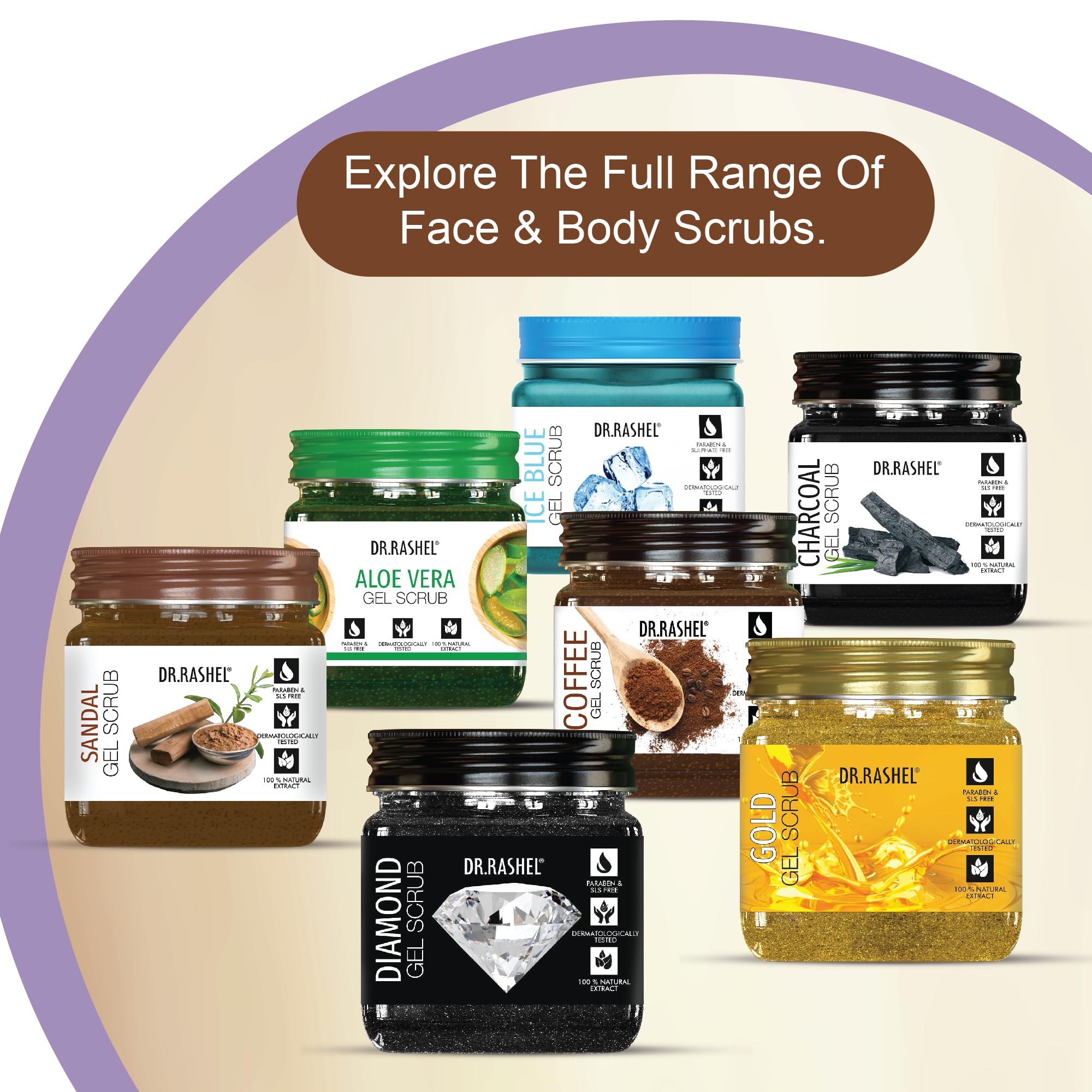 DR.RASHEL Coffee Gel Scrub for Face & Body with Coffee & Walnut Beads, 380ml - size and scale