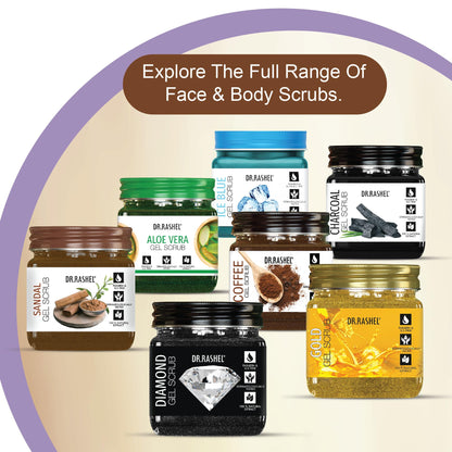 DR.RASHEL Coffee Gel Scrub for Face & Body with Coffee & Walnut Beads, 380ml - size and scale