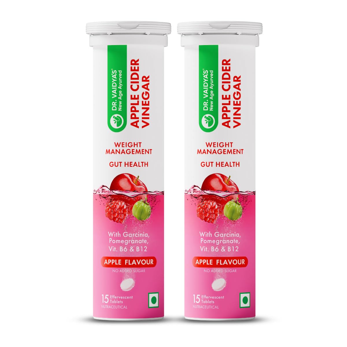 Dr. Vaidya's Apple Cider Vinegar Effervescent Tablets with Garcinia & Pomegranate, 15 Tablets, Apple Flavour (18)