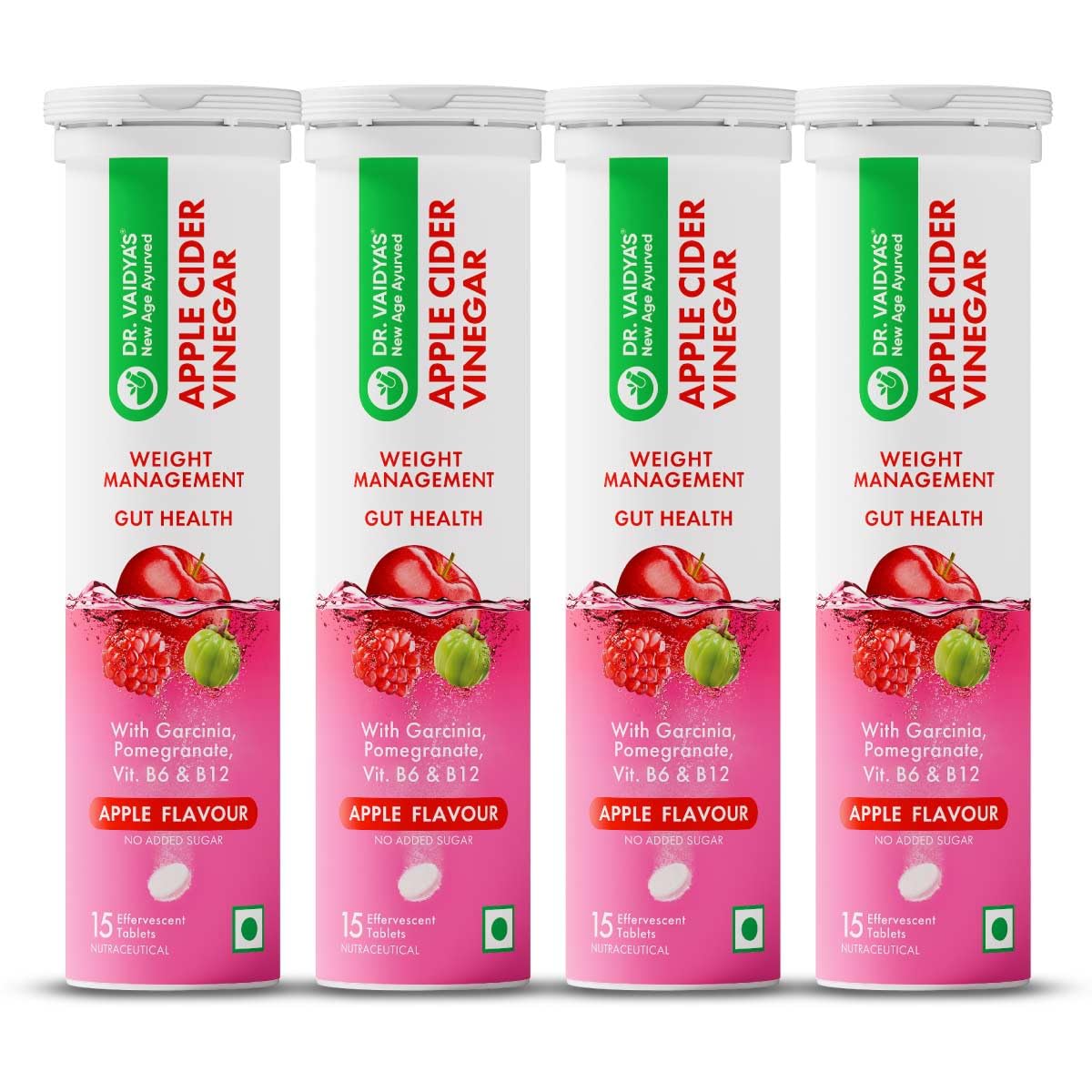 Dr. Vaidya's Apple Cider Vinegar Effervescent Tablets with Garcinia & Pomegranate, 15 Tablets, Apple Flavour (19)
