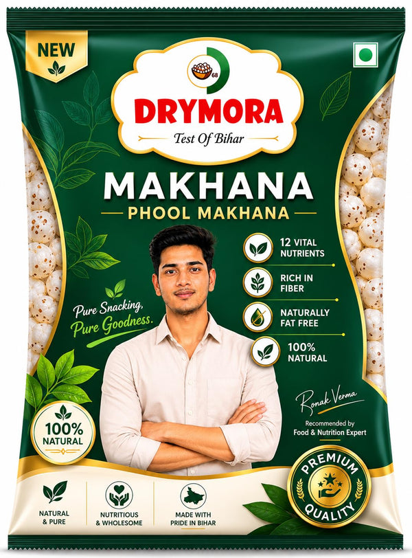 DRYMORA Plain Makhana, Puffed Snack, Gluten Free, Natural Fox Nuts, Multiple Sizes Available