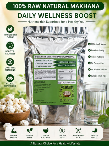 DRYMORA Plain Makhana, Puffed Snack, Gluten Free, Natural Fox Nuts, Multiple Sizes Available - front view