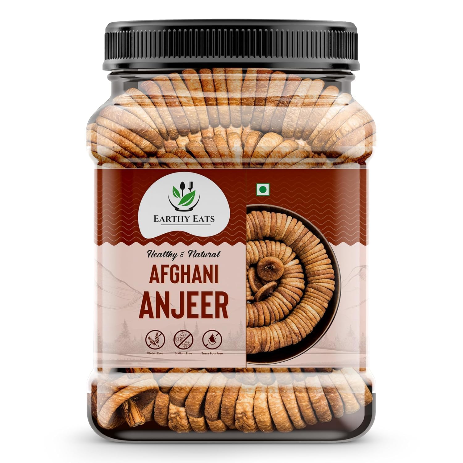 Earthy Eats Afghani Anjeer Soft Dried Figs, 1kg Jar, No Added Sugar, Non-GMO, Preservative-Free