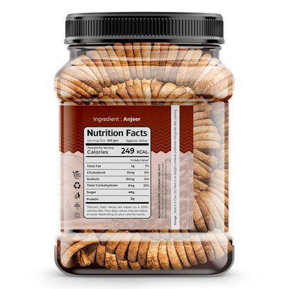 Earthy Eats Afghani Anjeer Soft Dried Figs, 1kg Jar, No Added Sugar, Non-GMO, Preservative-Free - front view