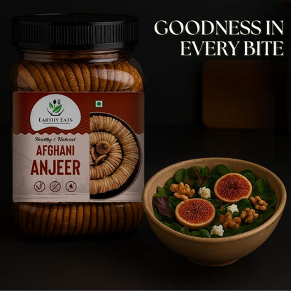 Earthy Eats Afghani Anjeer Soft Dried Figs, 1kg Jar, No Added Sugar, Non-GMO, Preservative-Free - label detail