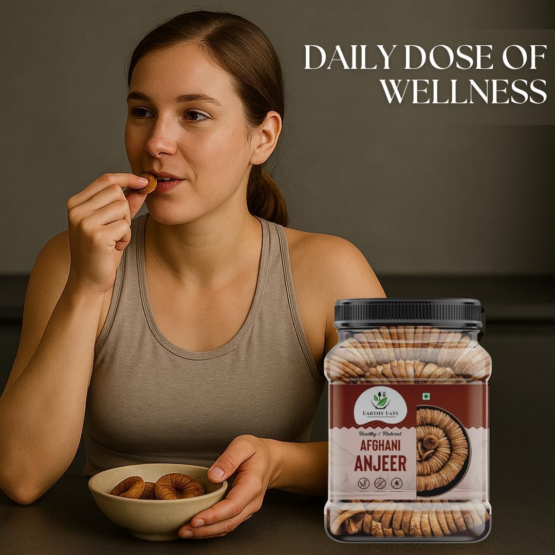 Earthy Eats Afghani Anjeer Soft Dried Figs, 1kg Jar, No Added Sugar, Non-GMO, Preservative-Free - ingredients panel
