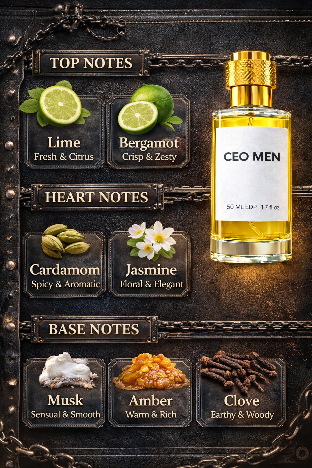Easteria Perfume CEO MEN Perfume, 50ml, 40% Perfume Oil Concentration, Long-Lasting Unisex Fragrance - back view