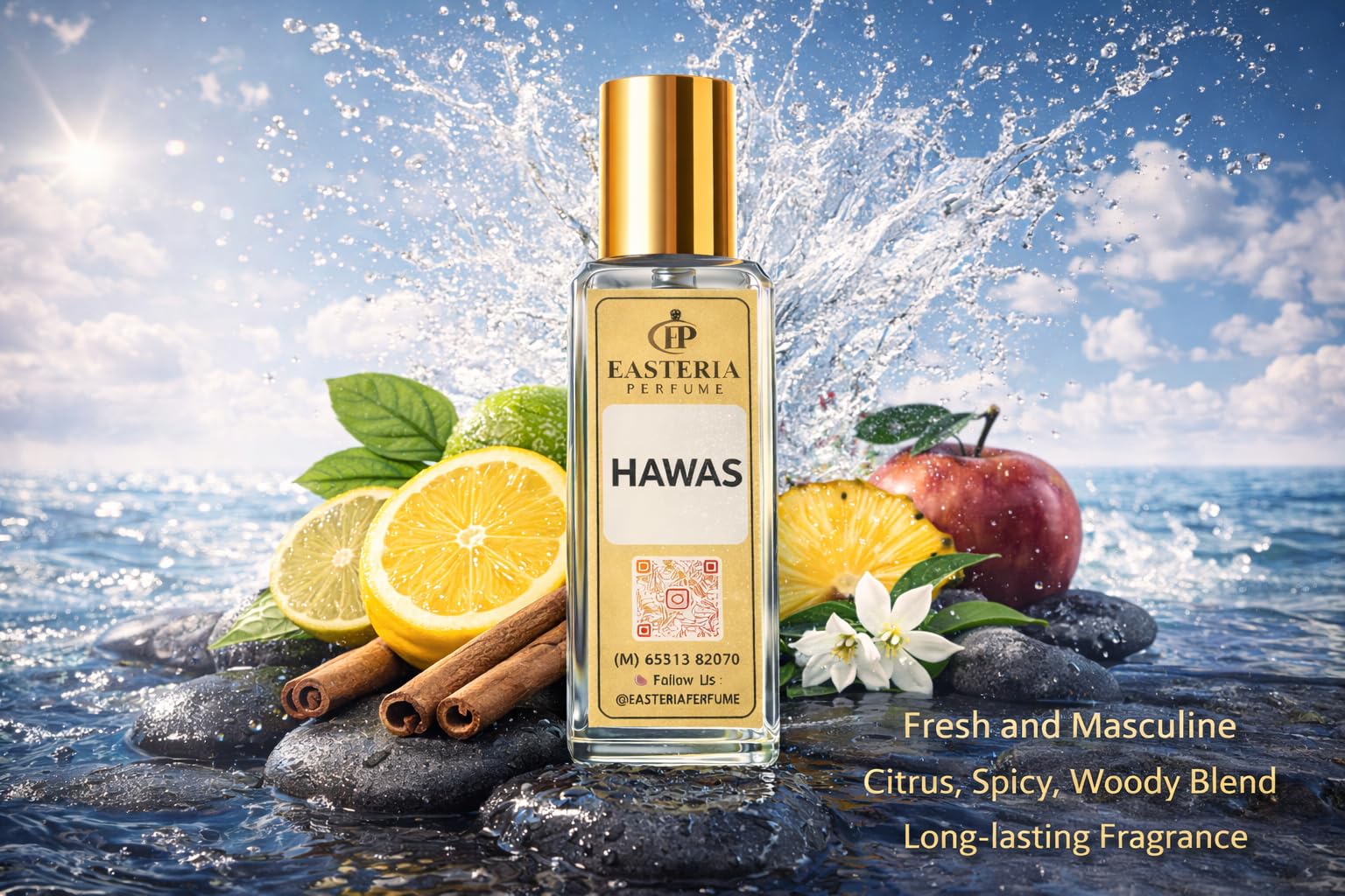 EASTERIA PERFUME Hawas & CR7 Inspired Perfume Combo Pack for Men, 20ml x 2, Fresh Aquatic & Sporty Fragrance Set - packaging