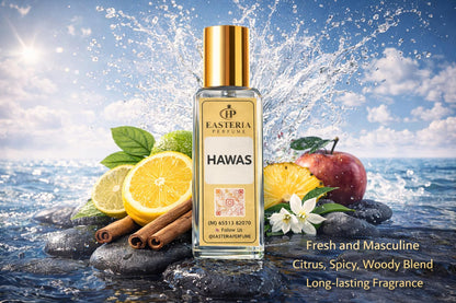 EASTERIA PERFUME Hawas & CR7 Inspired Perfume Combo Pack for Men, 20ml x 2, Fresh Aquatic & Sporty Fragrance Set - packaging