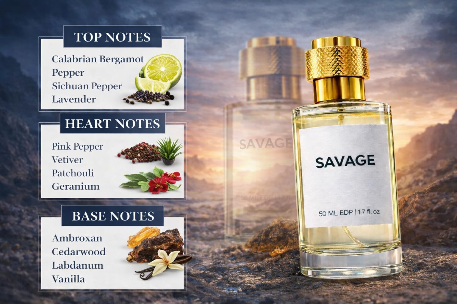 EASTERIA PERFUME Savage Eau de Parfum 50ml Spray, Inspired Fragrance for Men, Unisex - back view